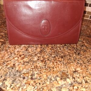 Cartier Burgundy Leather Clutch